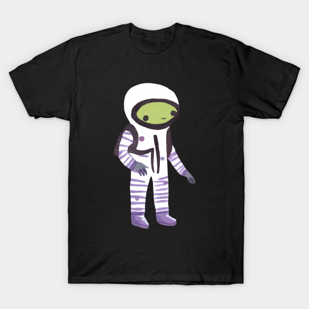 Cute Watercolor Alien Astronaut T-Shirt by FarmOfCuties